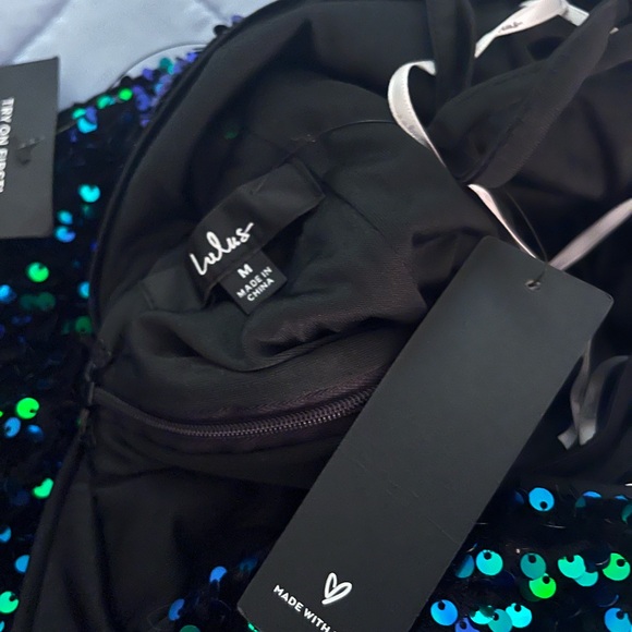 Lulu's Keep it Regal sequin long prom gown NWT size medium - Picture 5 of 7